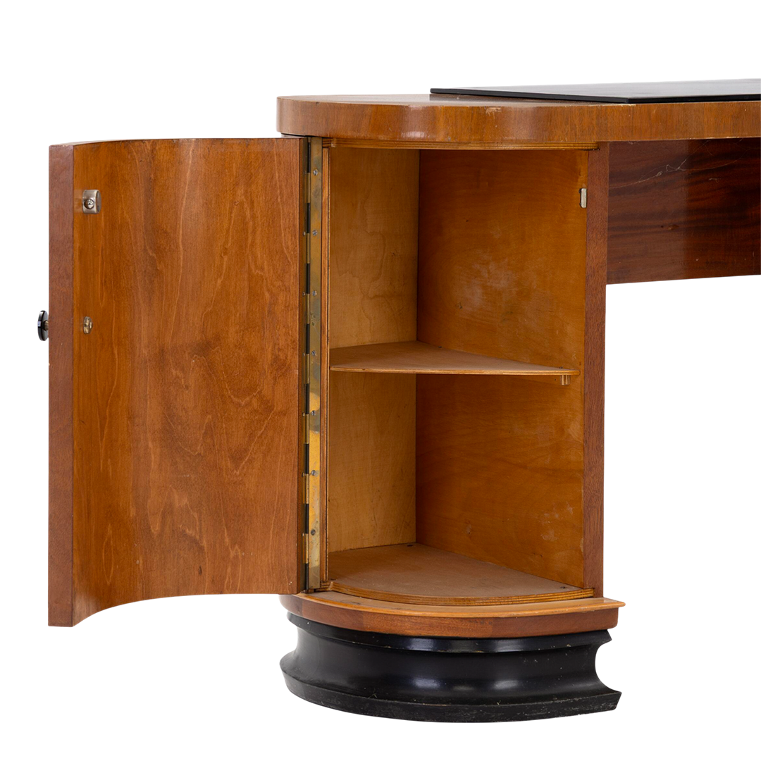 1950s European : Art Deco design mahogany & glass dressing table