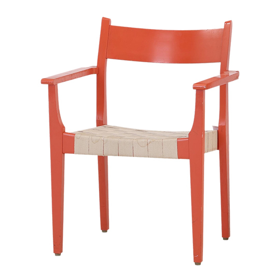 1960s Hans J Wegner : Six Model CH 42 and 43 red lacquered dining chairs