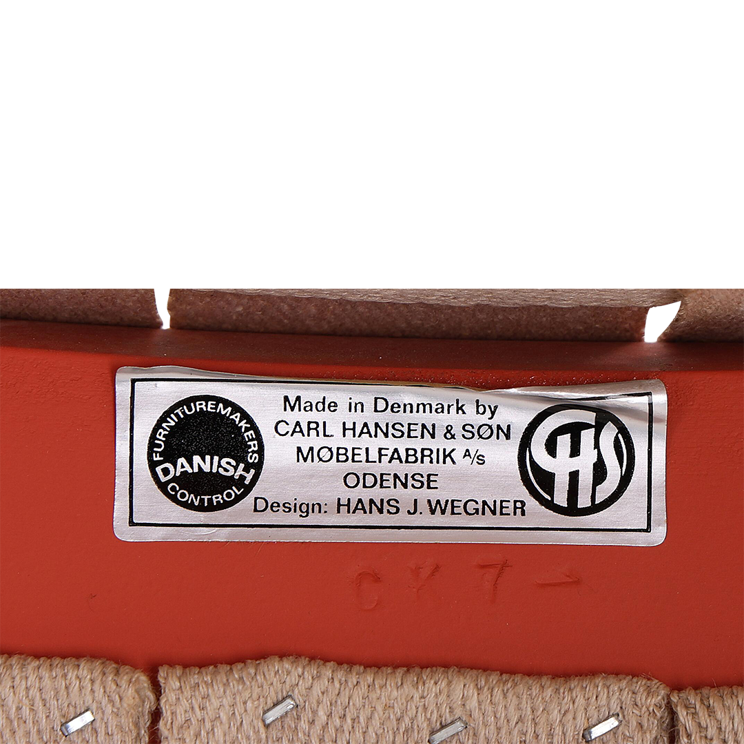 1960s Hans J Wegner : Six Model CH 42 and 43 red lacquered dining chairs