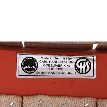 1960s Hans J Wegner : Six Model CH 42 and 43 red lacquered dining chairs