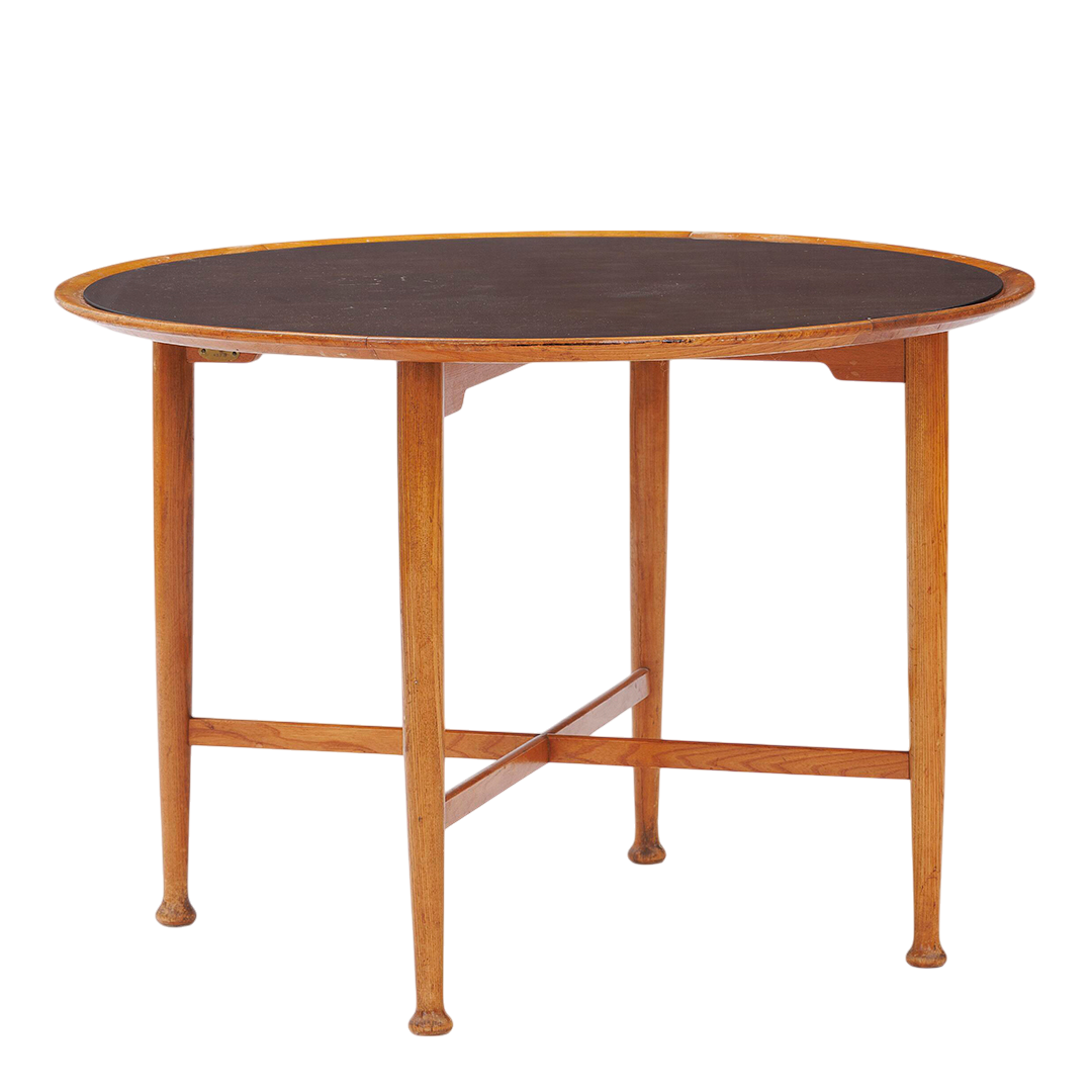 1950s Frode Holm : solid elmwood 33" round side table