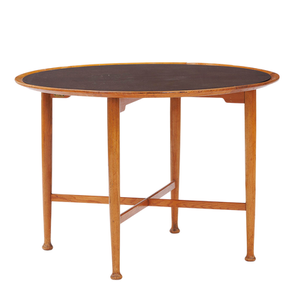 1950s Frode Holm : solid elmwood 33" round side table