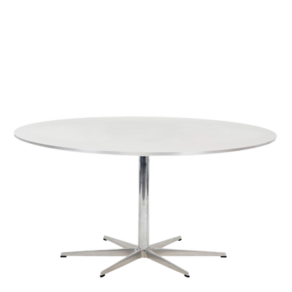 Arne Jacobsen : aluminum and white 57" laminate dining table, Denmark