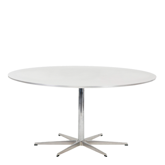 Arne Jacobsen : aluminum and white 57" laminate dining table, Denmark