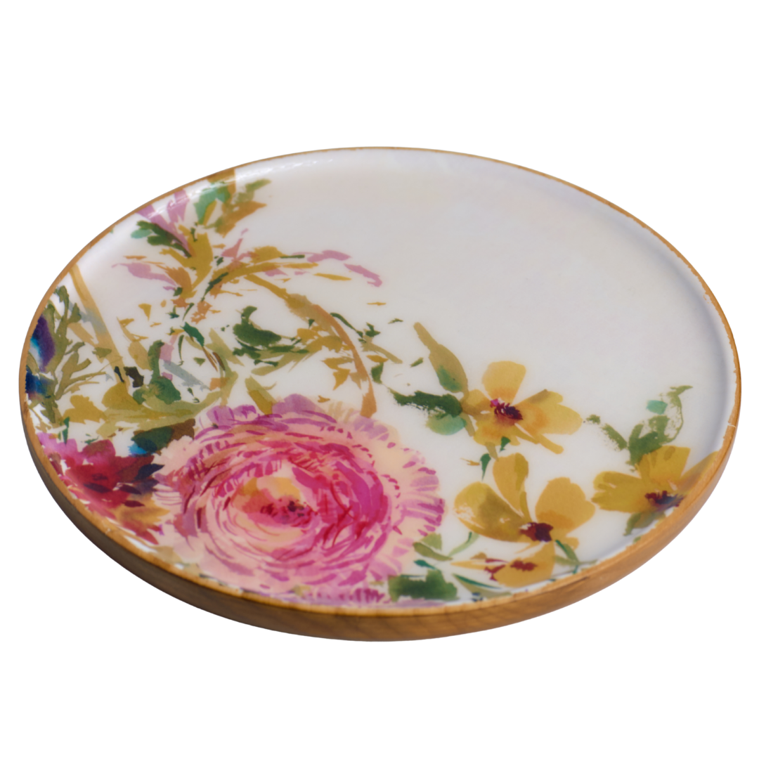 FINCH x Helen Dealtry : Garden Floral Plate Set (4), wood & enamel