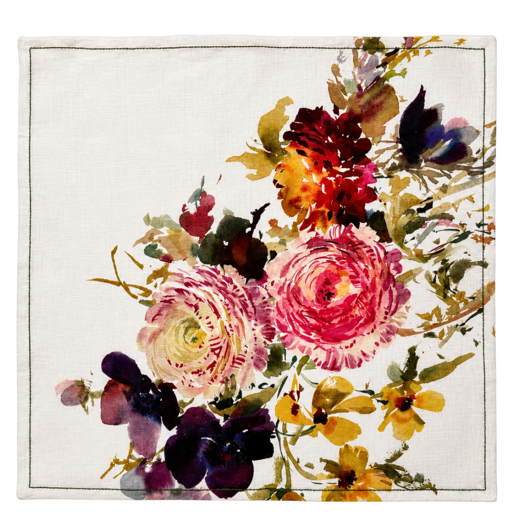 FINCH x Helen Dealtry : Printed Floral Linen Napkin Set (4)