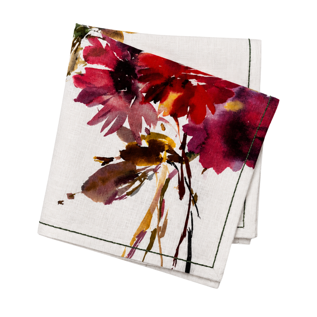FINCH x Helen Dealtry : Printed Floral Linen Napkin Set (4)
