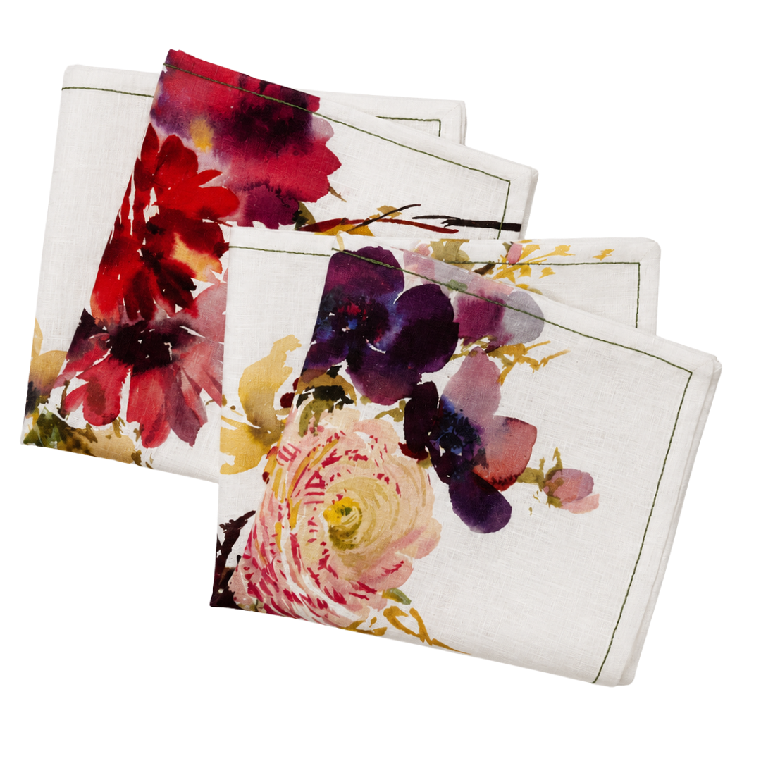 FINCH x Helen Dealtry : Printed Floral Linen Napkin Set (4)