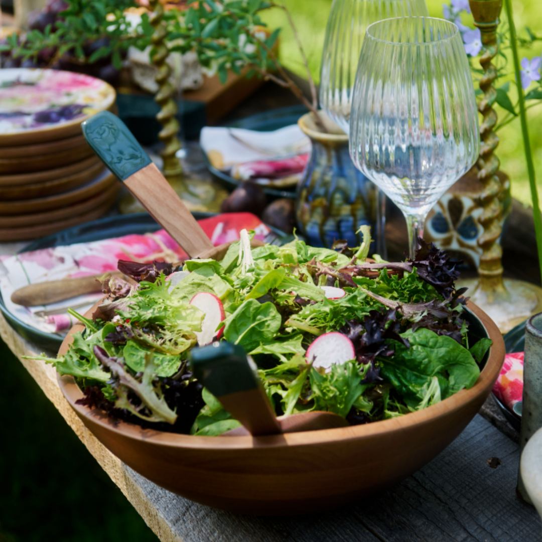 FINCH Tabletop : Large ash wood & enamel serving bowl set (2)