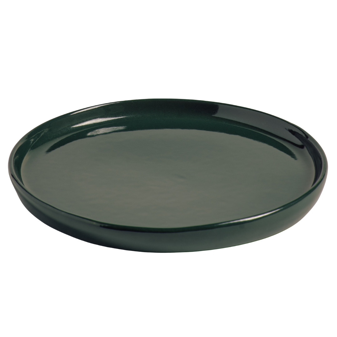 FINCH Tabletop : Moss green stoneware 10" dinner plate