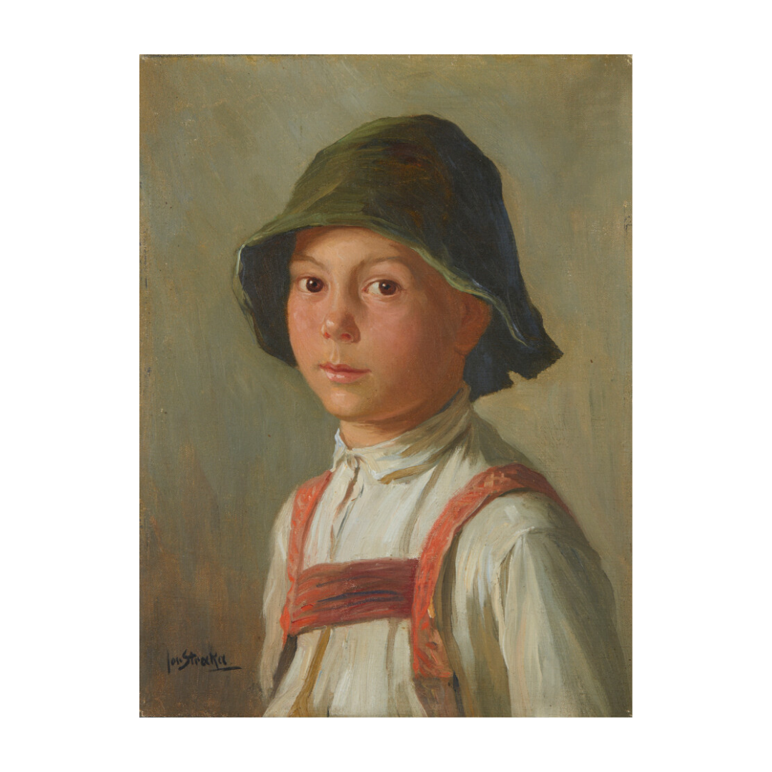 Josef Straka : young Austrian boy in a hat, o/c