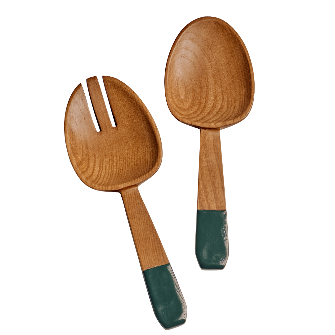 FINCH Tabletop : Ashwood and Enamel Salad Serving Set (2)
