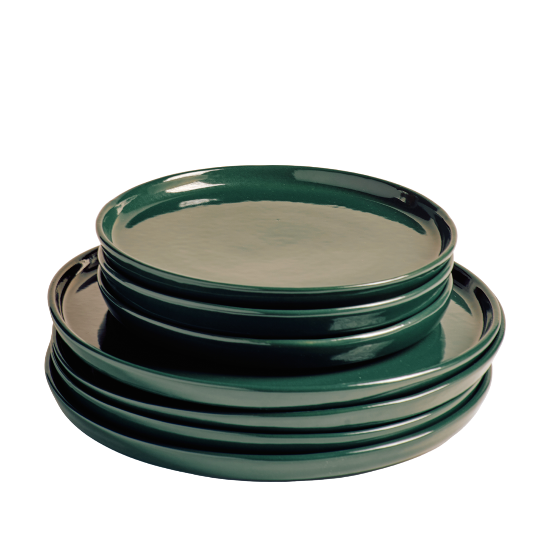 FINCH Tabletop : Moss green stoneware 8" salad plate