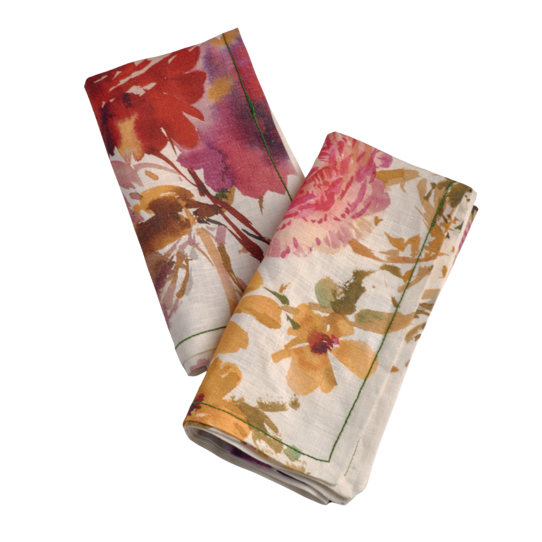 FINCH x Helen Dealtry : Printed Floral Linen Napkin Set (4)