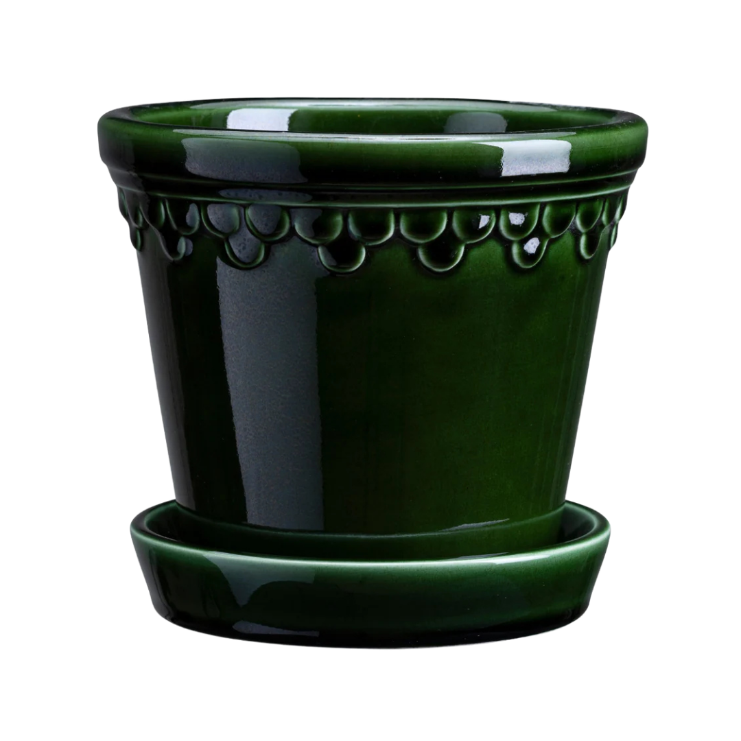 Bergs Potter : 9"x10" Københavner Glazed Pot in Emerald Green
