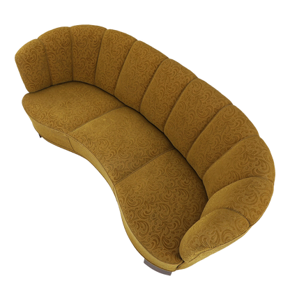 1940 Danish : classic sculptural curved sofa with deep channels
