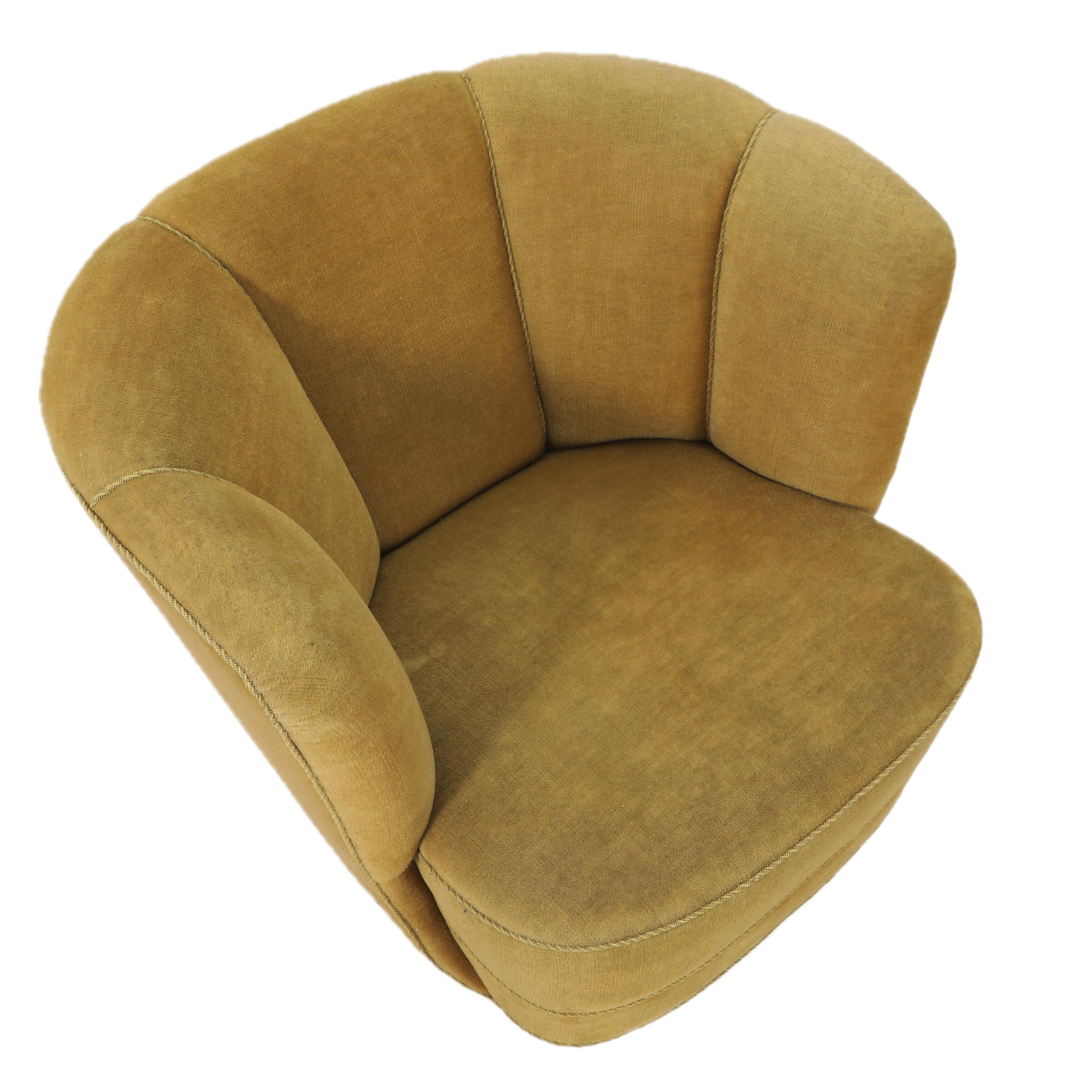 1940s Danish : classic modernist club chair in mustard velvet