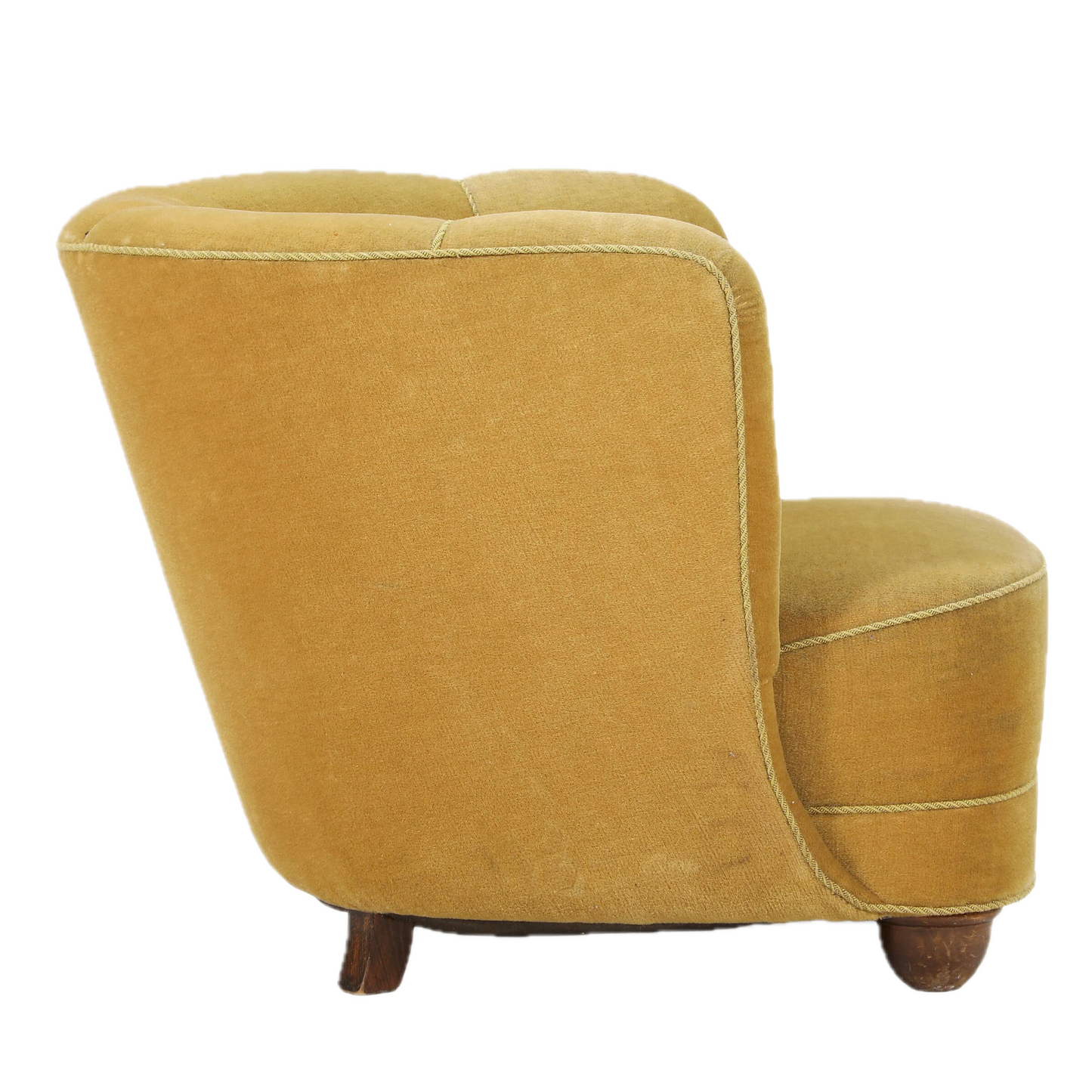 1940s Danish : classic modernist club chair in mustard velvet