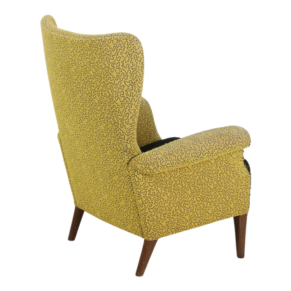 1950s Fritz Hansen : upholstered armchair with sculpted tall back