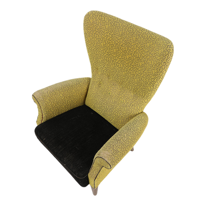 1950s Fritz Hansen : upholstered armchair with sculpted tall back
