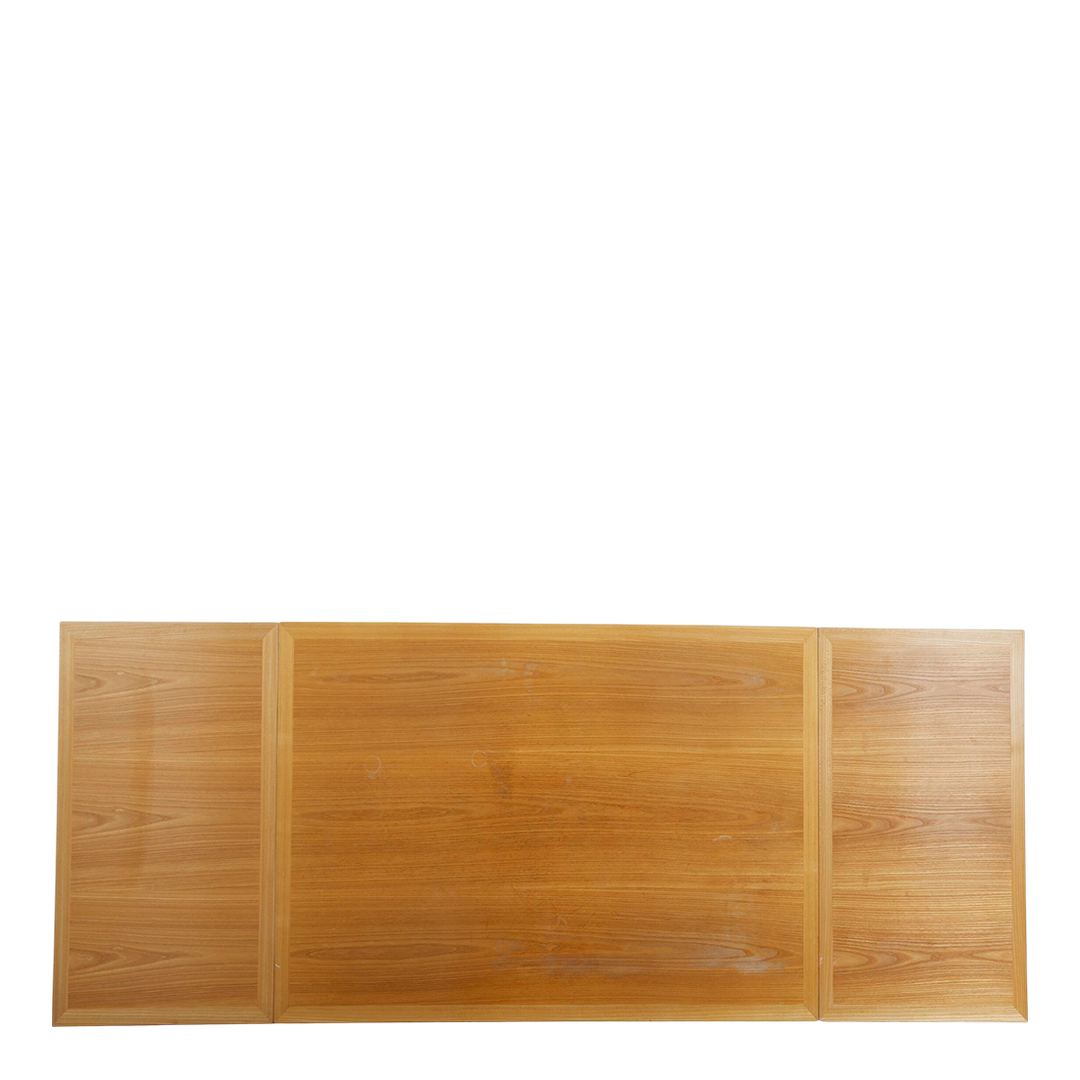 1970 Bernt Petersen : bright elmwood dining table w/dutch extensions