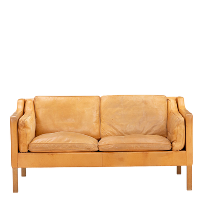 Børge Mogensen : 2-seat light cognac leather Model 2212 sofa