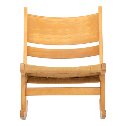 1967 Hans J Wegner : GE 674 beech rocking chairs w/canvas strapping