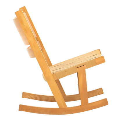 1967 Hans J Wegner : GE 674 beech rocking chairs w/canvas strapping