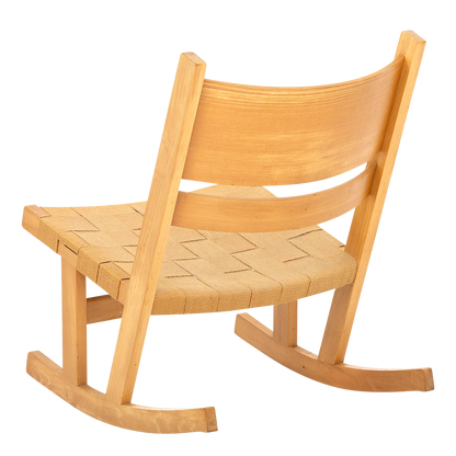 1967 Hans J Wegner : GE 674 beech rocking chairs w/canvas strapping