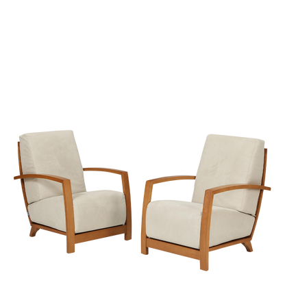 c2000 Sergio Barredo : pair of "Glamour" lounge chairs in light Alcantara