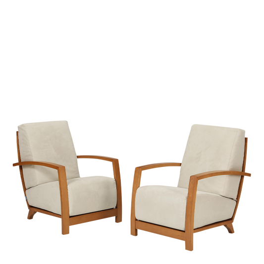 c2000 Sergio Barredo : pair of "Glamour" lounge chairs in light Alcantara