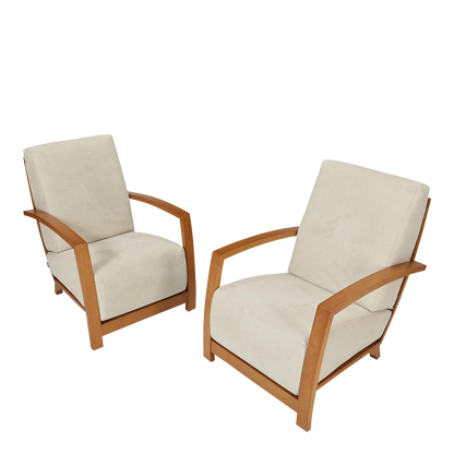 c2000 Sergio Barredo : pair of "Glamour" lounge chairs in light Alcantara