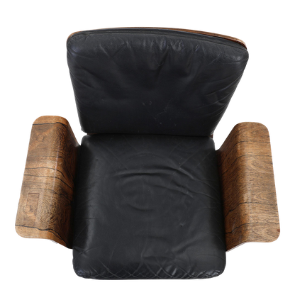 Ib & Jørgen Rasmussen : "Kevi" swivel office chair in rosewood & leather
