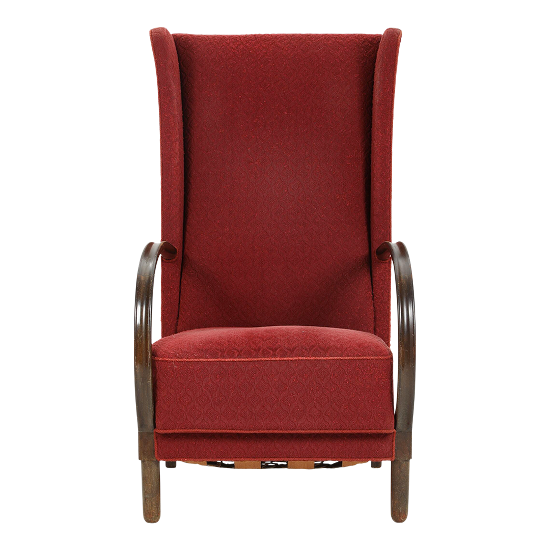 Late 1930s European : post Deco tall wingback bentwood armchair