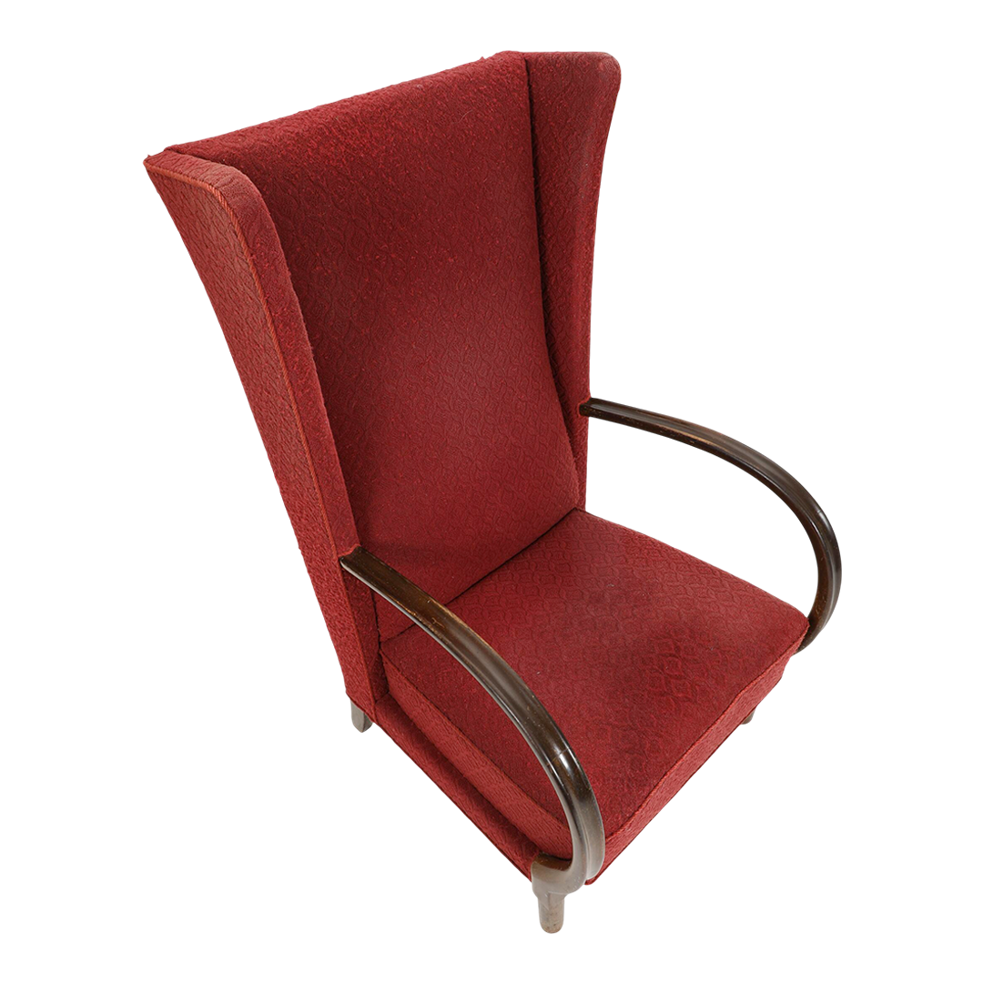 Late 1930s European : post Deco tall wingback bentwood armchair