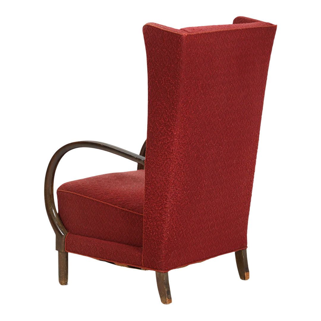 Late 1930s European : post Deco tall wingback bentwood armchair