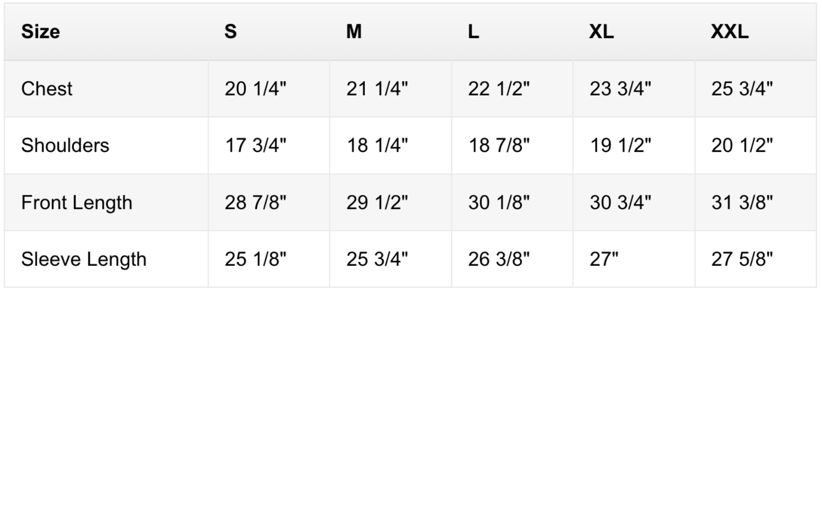 Size Chart