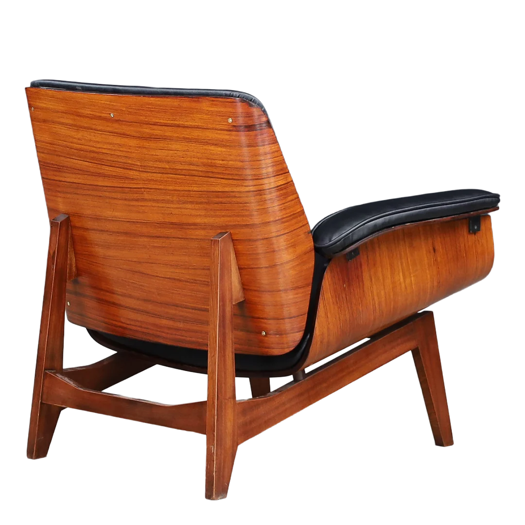Late 1950s Ico Parisi : sculptural rosewood & leather lounge chair, MIM