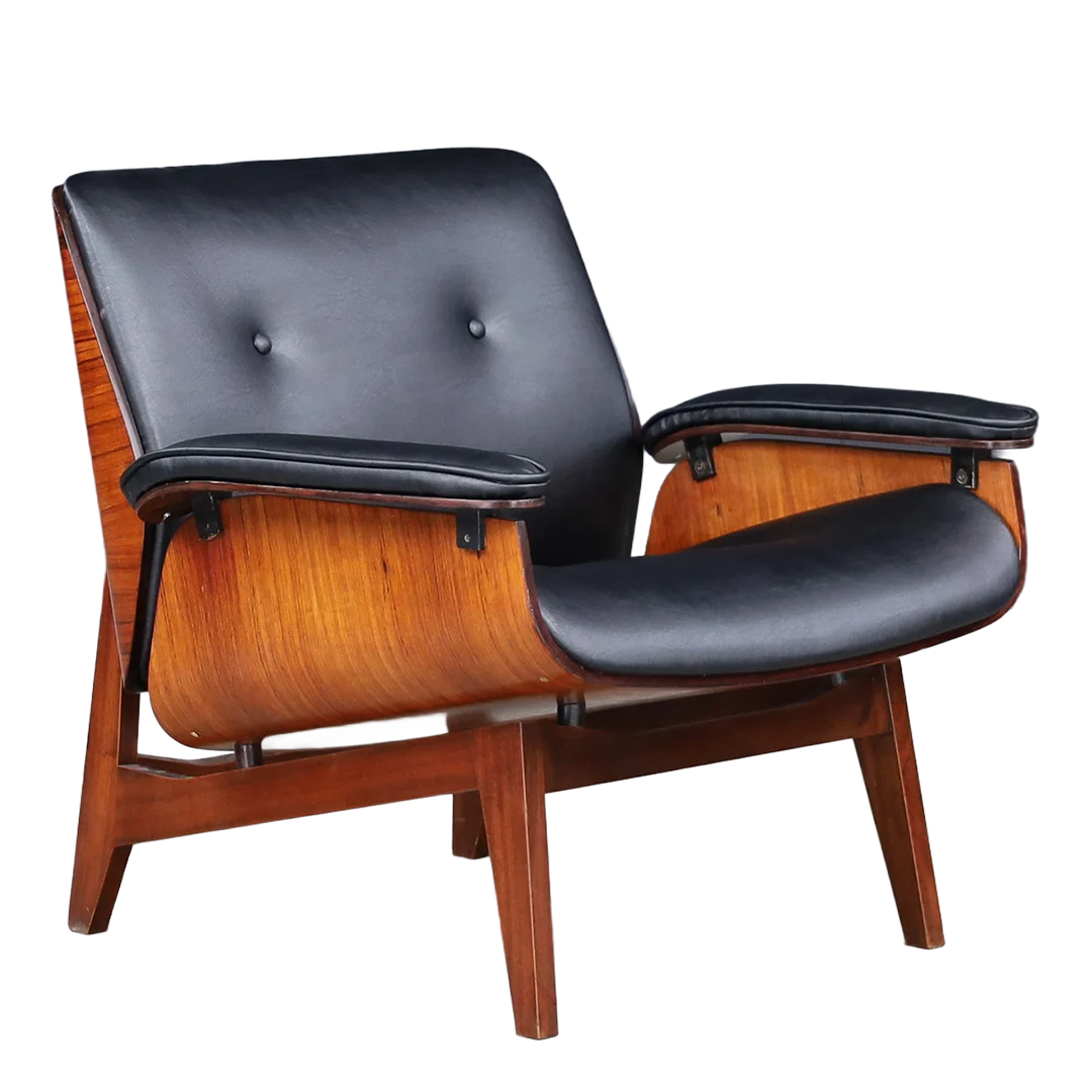 Late 1950s Ico Parisi : sculptural rosewood & leather lounge chair, MIM