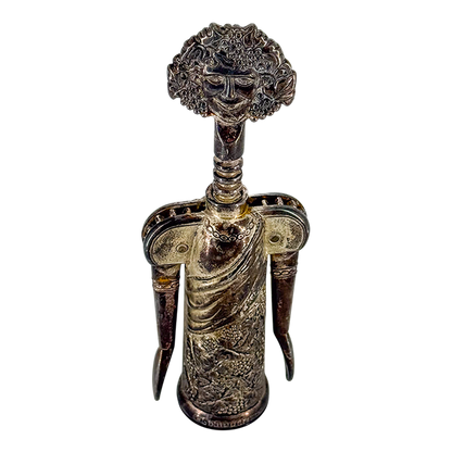 1980s Italian : large pewter Bacchus figural corkscrew for Godinger