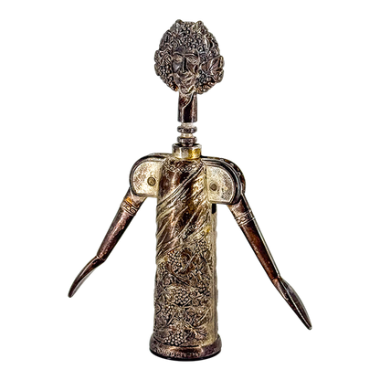1980s Italian : large pewter Bacchus figural corkscrew for Godinger