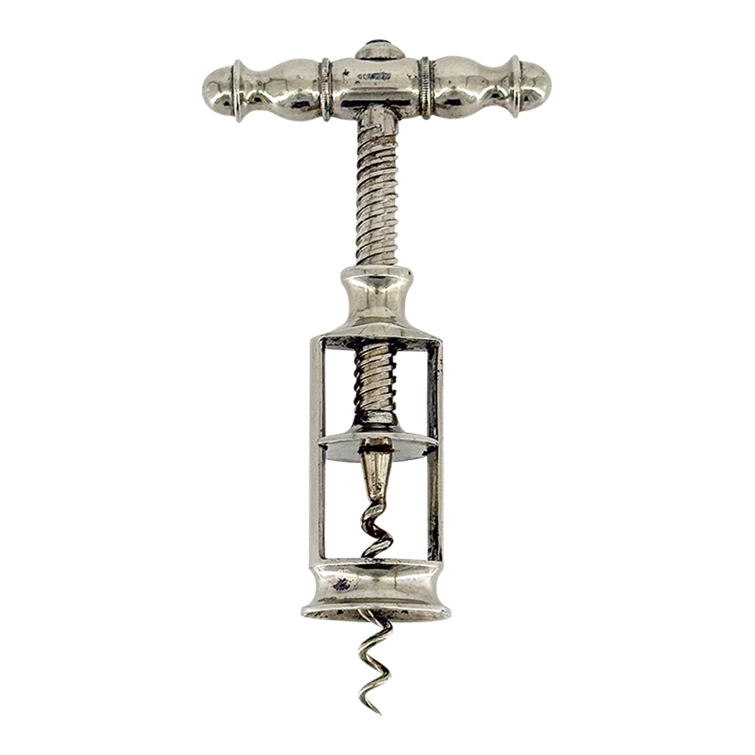 1930s German : double-knob nickel plated steel corkscrew