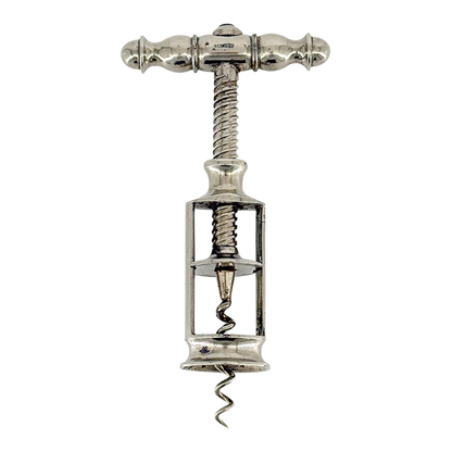 1930s German : double-knob nickel plated steel corkscrew