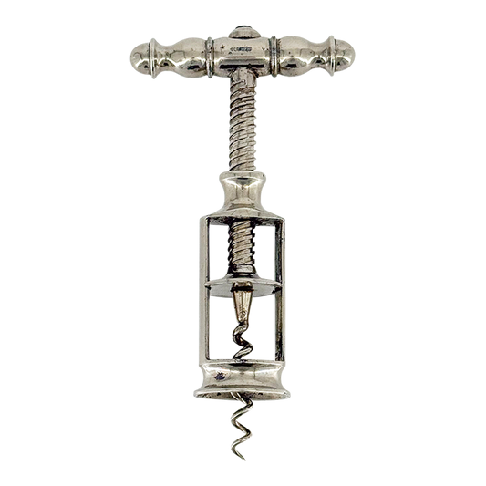 1930s German : double-knob nickel plated steel corkscrew