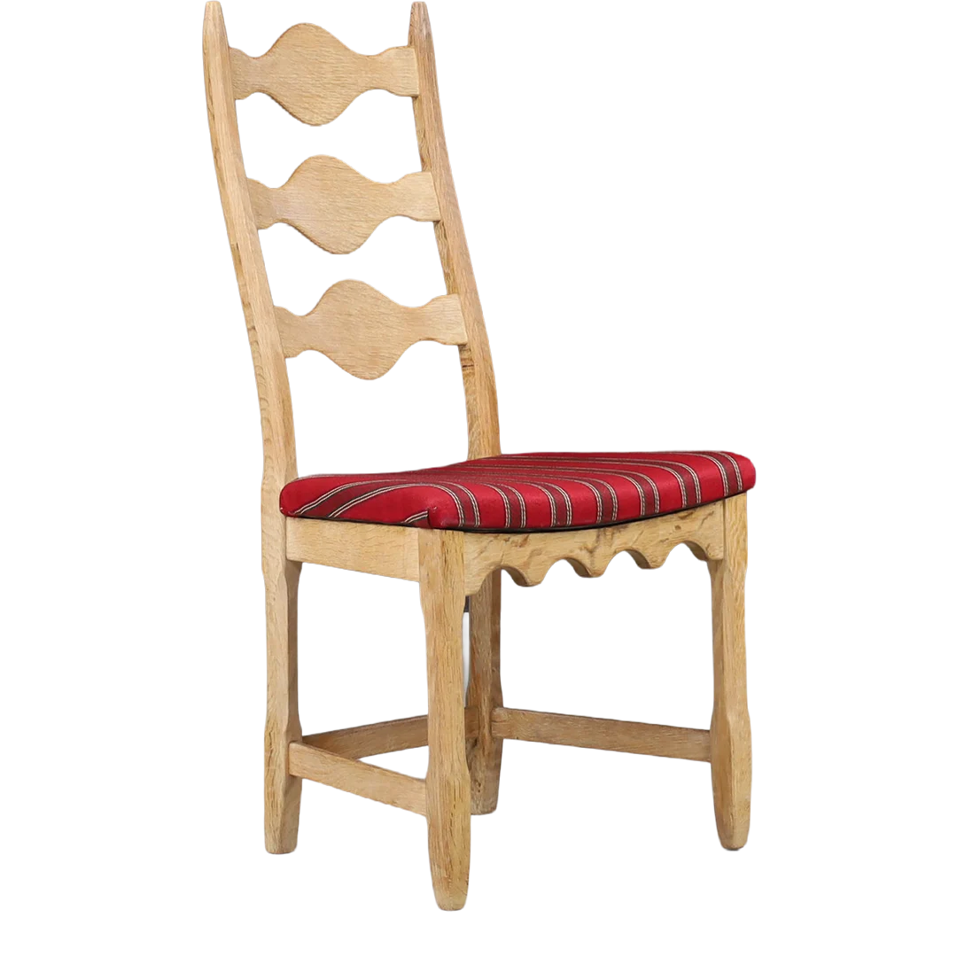 1960s Danish : set eight Henning Kjærnulf ashwood scalloped dining chairs