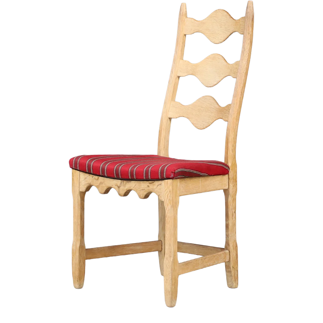 1960s Danish : set eight Henning Kjærnulf ashwood scalloped dining chairs