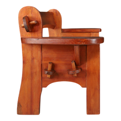 1960s Swiss : solid pinewood Alpine Folk Revival 74" bench