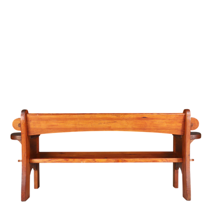 1960s Swiss : solid pinewood Alpine Folk Revival 74" bench