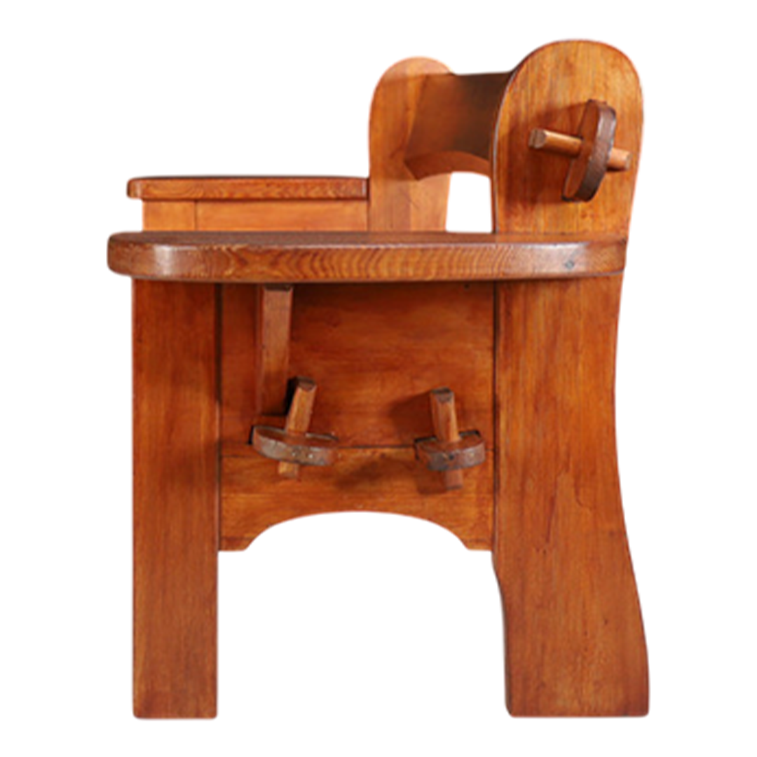 1960s Swiss : solid pinewood Alpine Folk Revival 74" bench