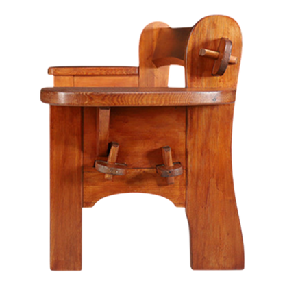 1960s Swiss : solid pinewood Alpine Folk Revival 74" bench